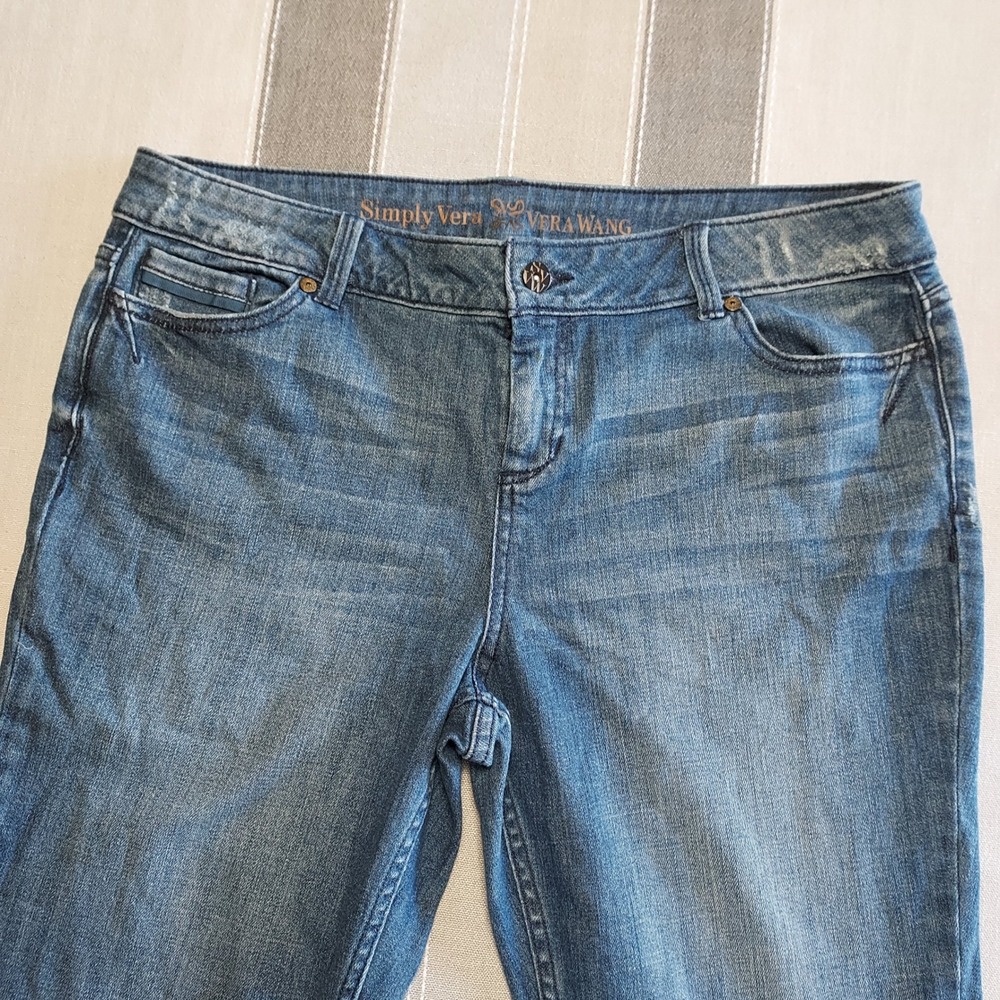 Simply Vera Vera Wang Womens Blue Straight Leg Cropped Denim Jeans Size‎ 16P